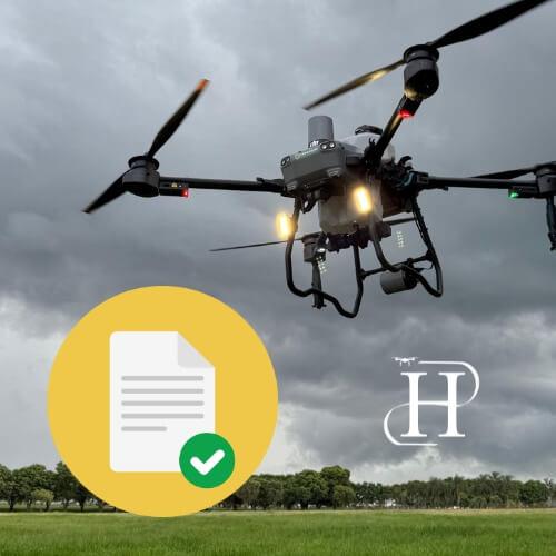 Comprar REGULARIZAÇÃO DE DRONE AGRÍCOLA HDP - Preço especial no Lojão do Drone Drone Agrícola em Voo com Hélices Ativas Sob Céu Nublado